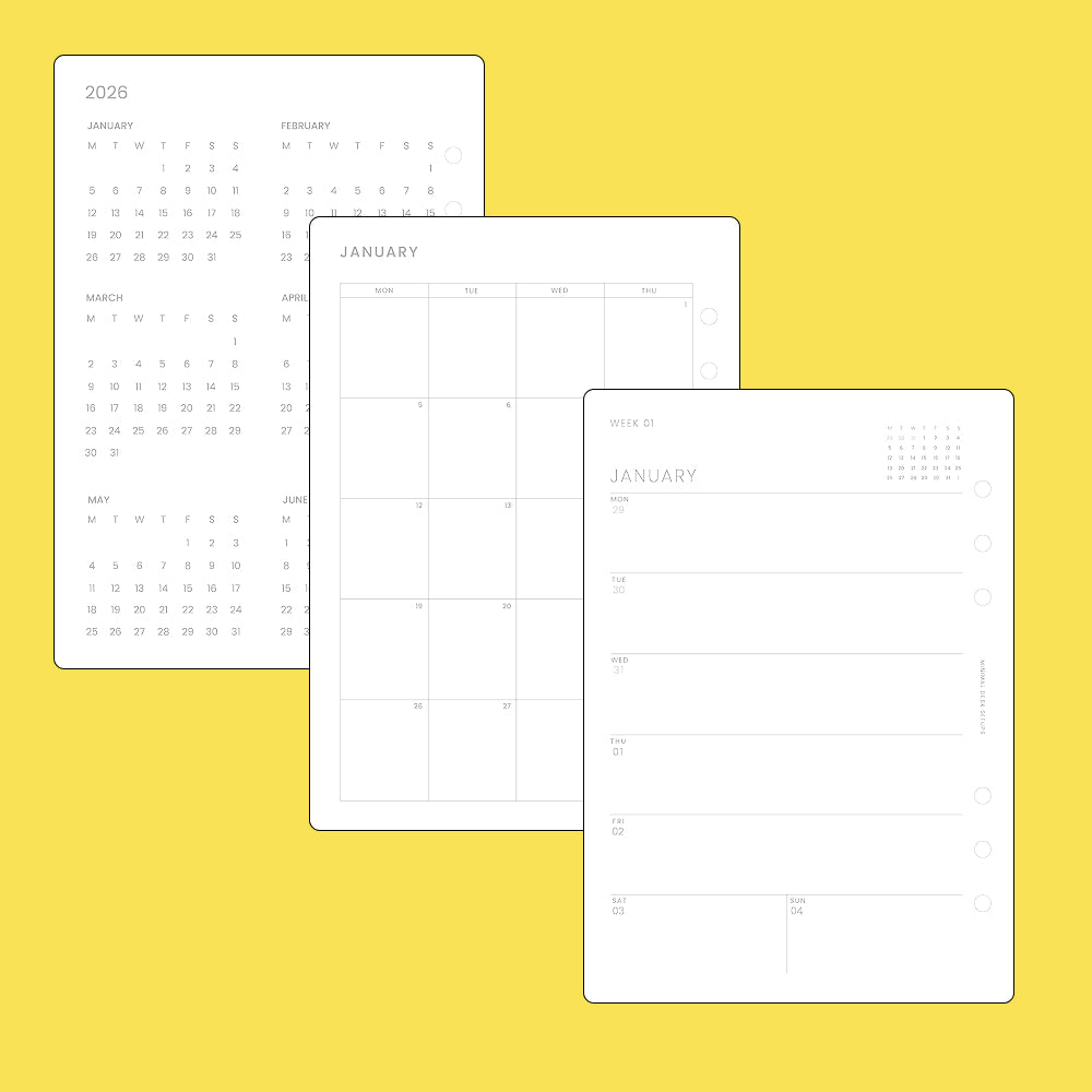 A5 Planner Inserts - 2026 Set