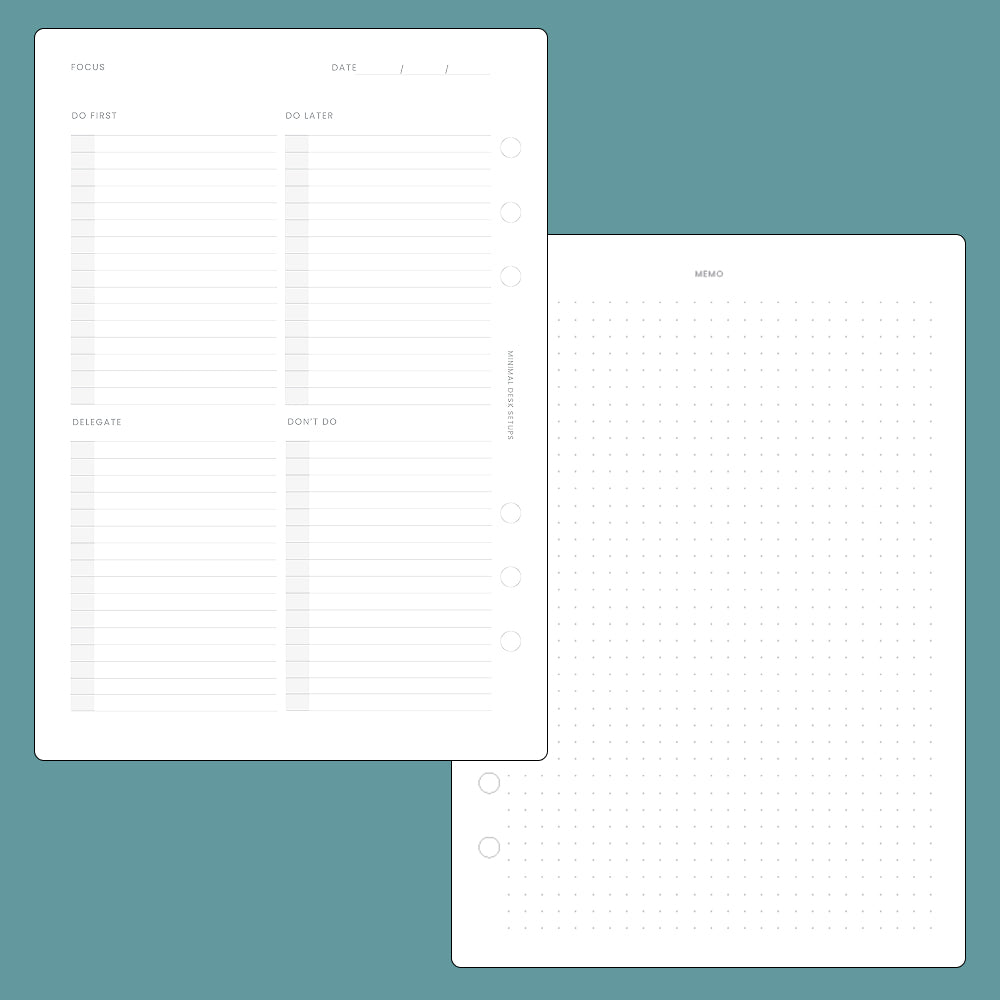 A5 Planner Inserts - Focus (60 Pages)