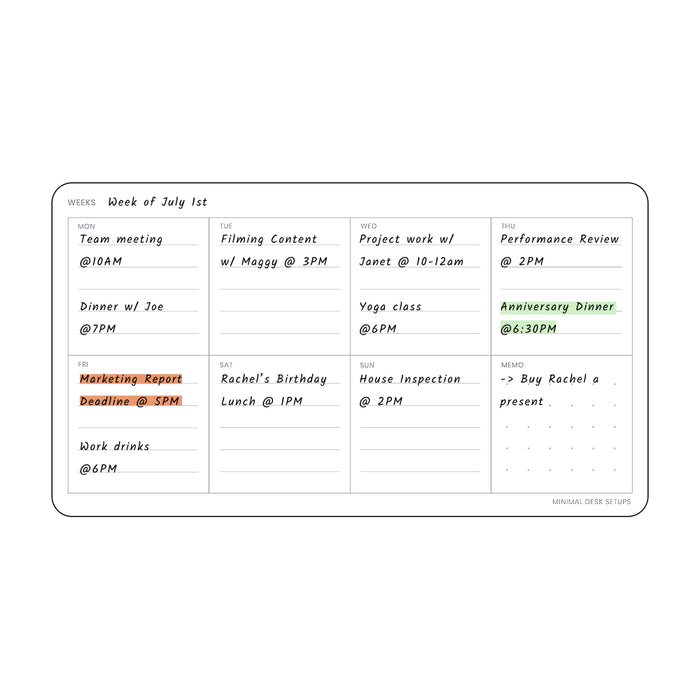 Weekly Planning Cards